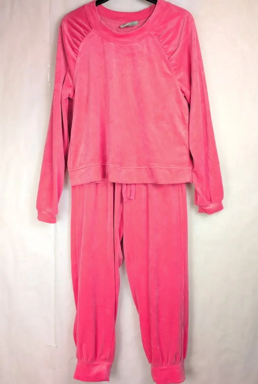 Anthropologie Saturday Sunday pink velour lounge set Size Sm Casual Y2K Barbie
